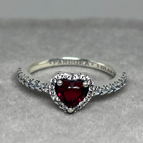 Pandora Elevated Red Heart Ring LOVE Gift for her S925 Sterling Silver Ring - Picture 1 of 7